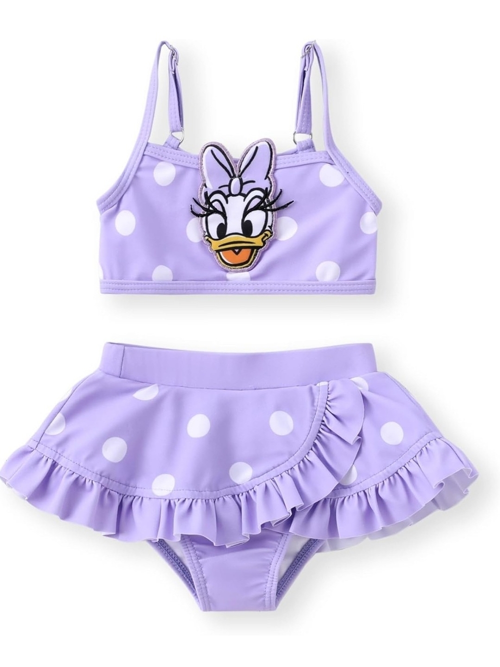 Lilac Daisy Duck Polka Dot Ruffle Two-Piece Swimsuit